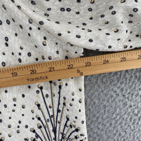 Chicos Jacket Womens 2 US Large Ivory Gold Travelers Foiled Peacock 3/4 Sleeves - Picture 8 of 10